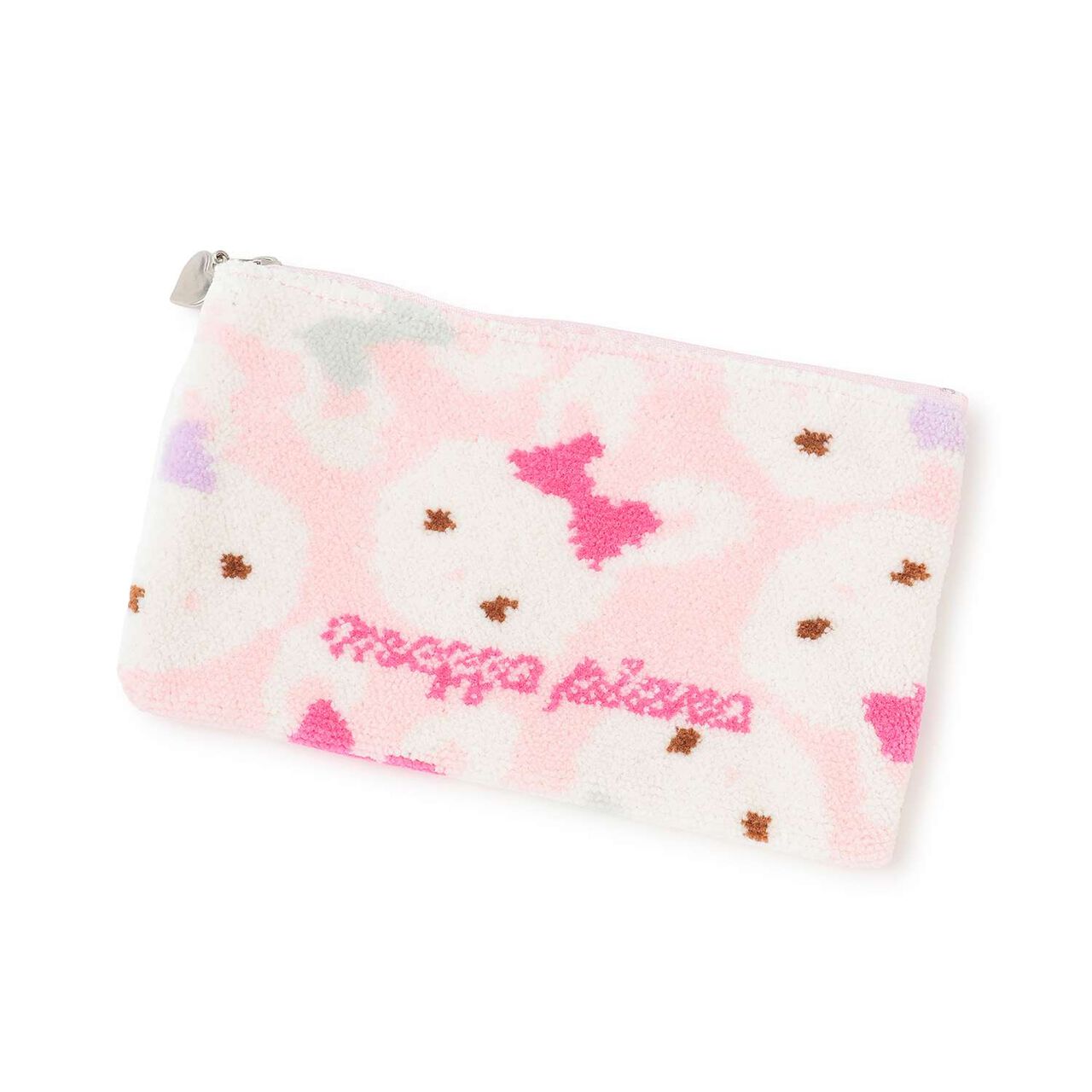 Rabbit Chenille Weave Pouch [Made in Japan],Pink, large image number 0