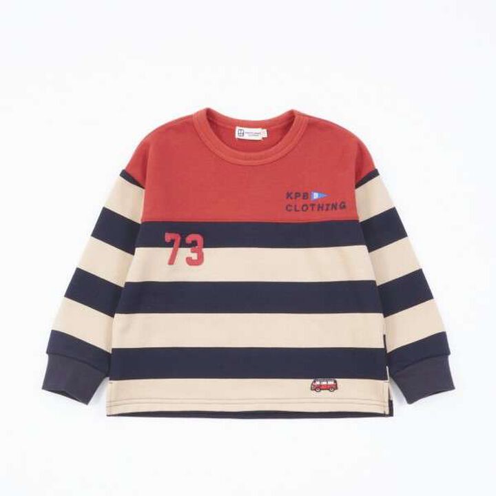 KP Boy Stripe Pattern Color Block Sweatshirt [90-140],Camel, medium image number 8