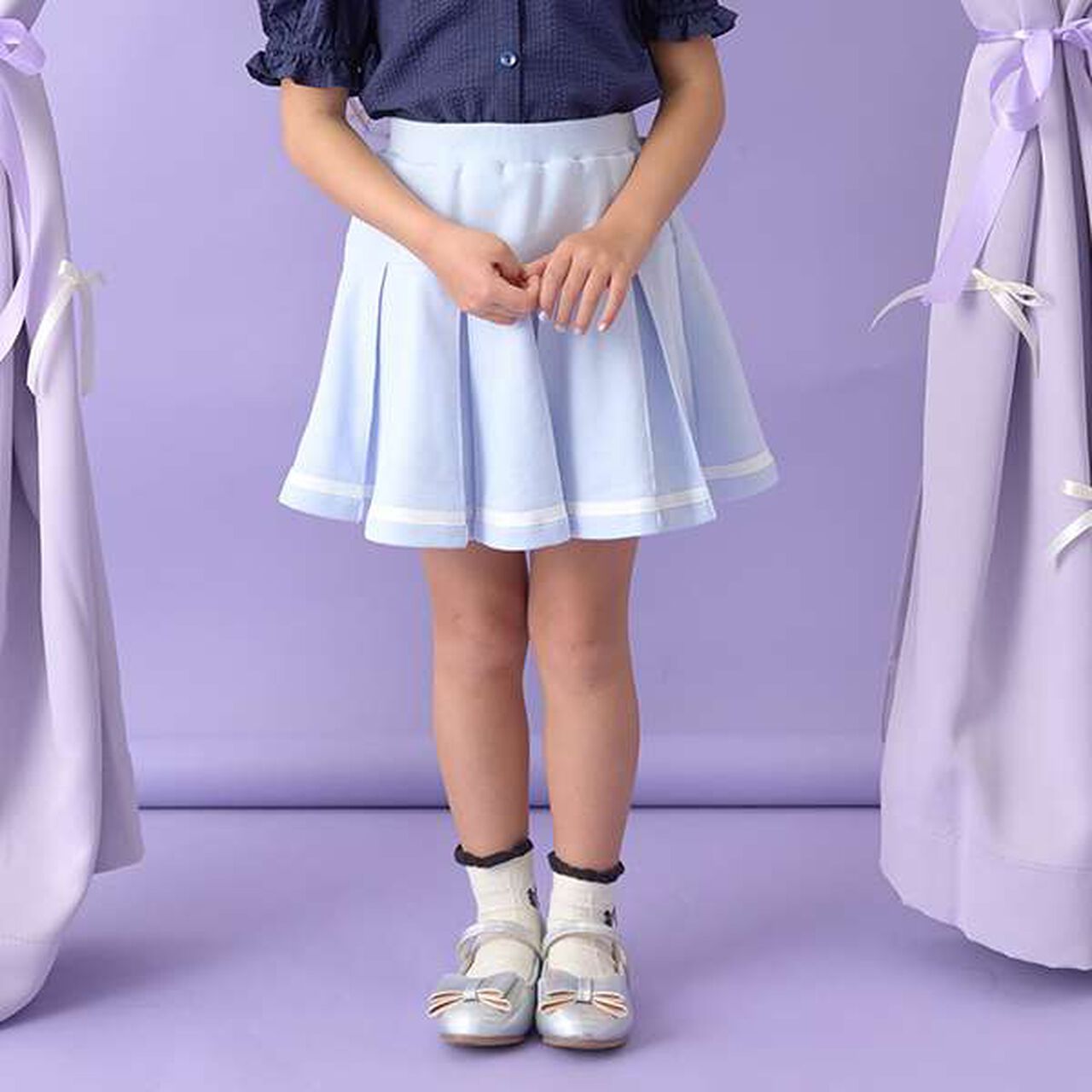 Pleated Skirt (Inner Pants Included),Navy, large image number 26