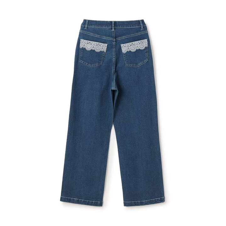 [Parent-Child Matching] Lace Denim Pants,Sax blue, medium image number 1