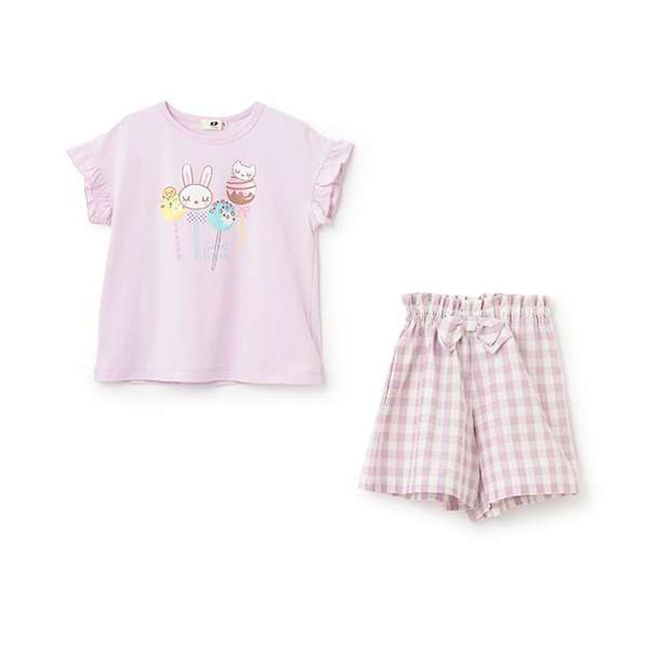 3 Pattern Sweets Mimi Print T-Shirt + Culottes Set,Lavender, large image number 5