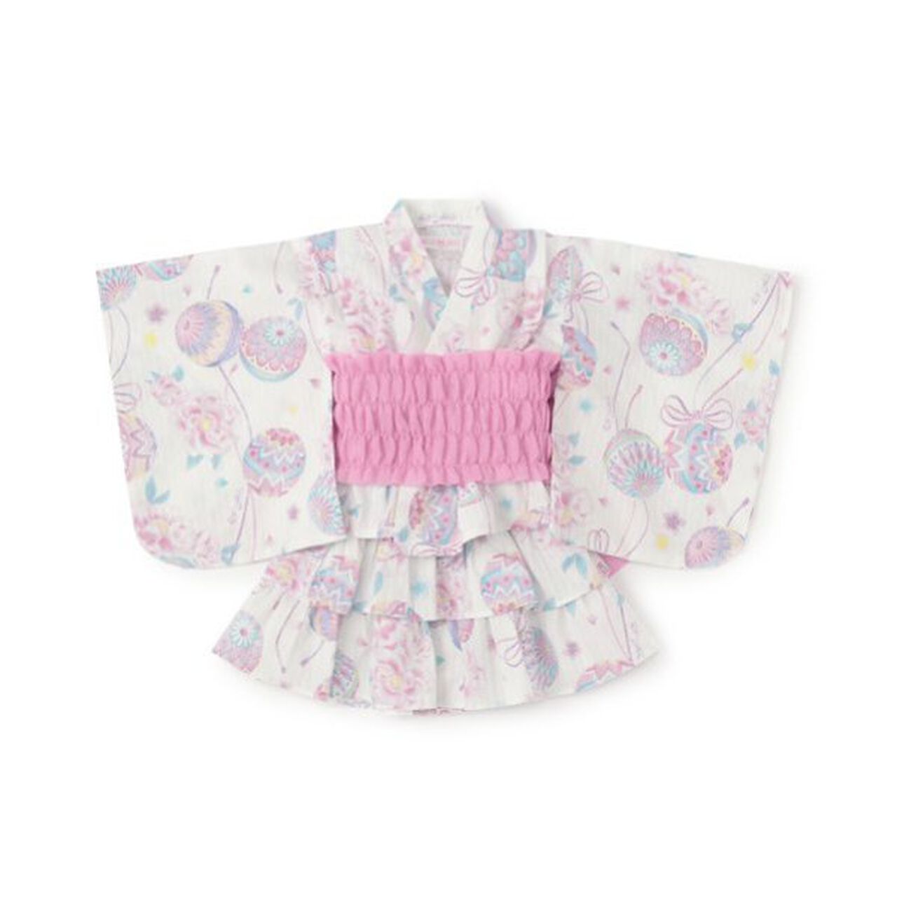 Temari Flower Pattern Yukata Dress,Off white, large image number 0