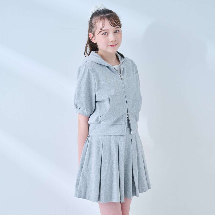 [Cool Touch & UV Protection] Rhinestone Sparkling Logo Zip Parka Outfit Set,Gray, medium image number 1