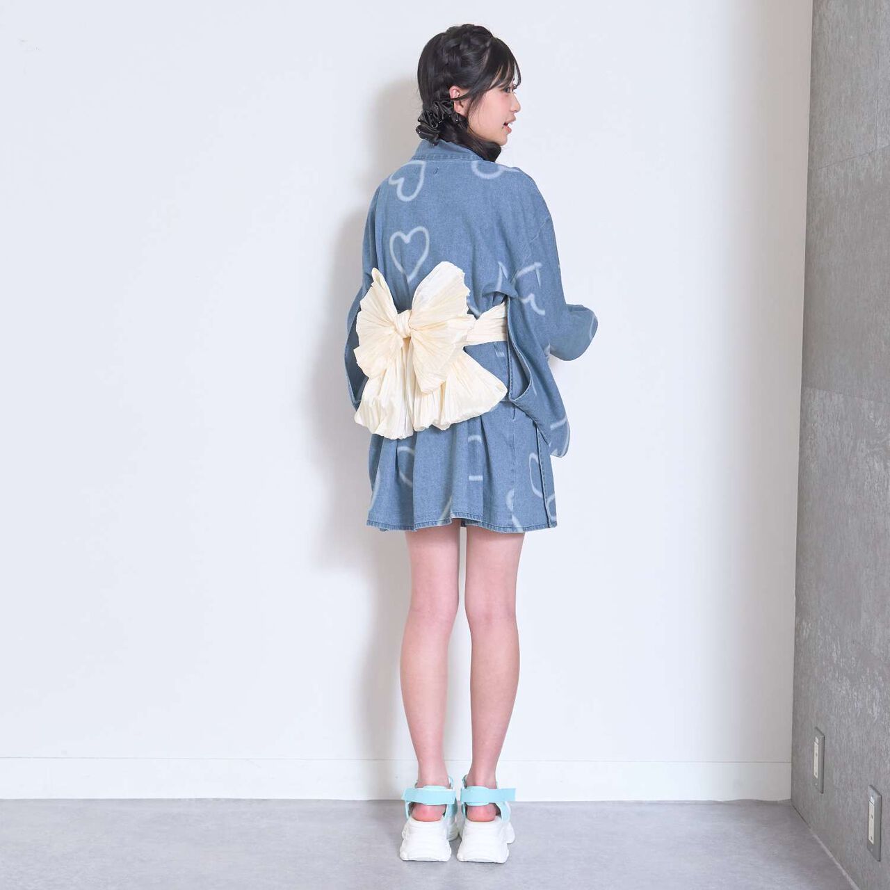 Denim Mini 2WAY Yukata,Navy, large image number 6
