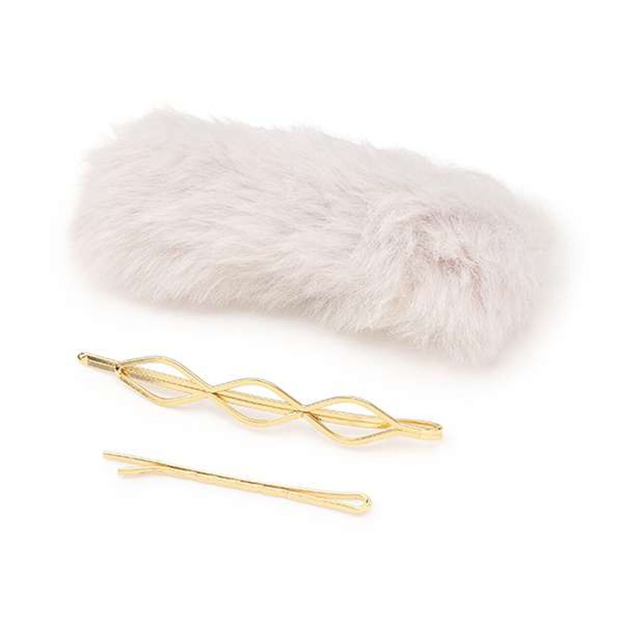 Faux Fur Hair Clip,Gray, large image number 0