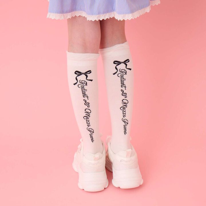 Ribbon & Logo Knee-High Socks,, medium