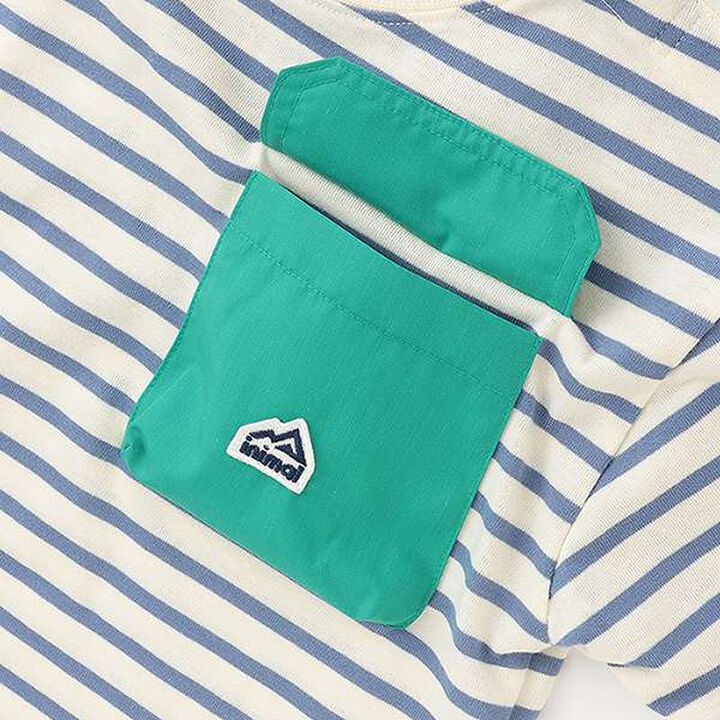 Stripe-Blocked Pocket Big T-Shirt,Green, medium image number 10