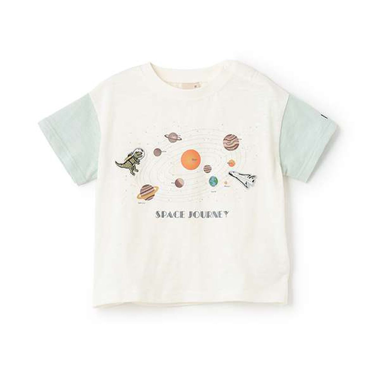 Anti-Stain Short Sleeve T-Shirt with Space Graphic,Off white, large image number 0