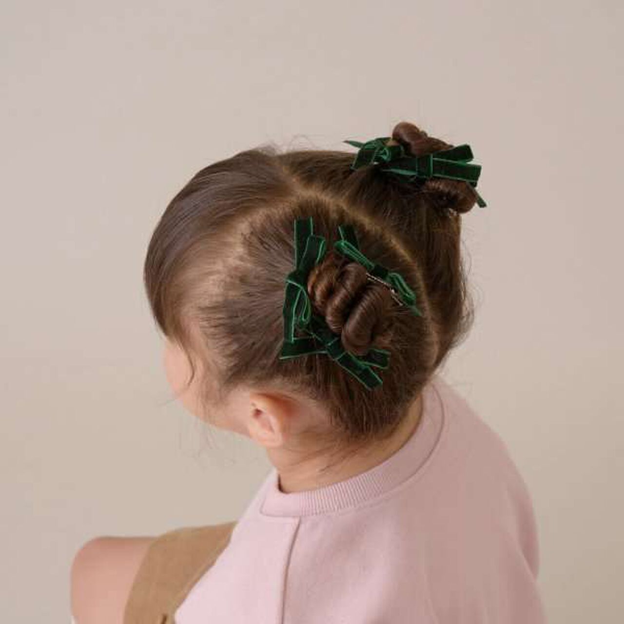 Velour Ribbon Hair Clip Set (6 Pieces),Pink, large image number 15