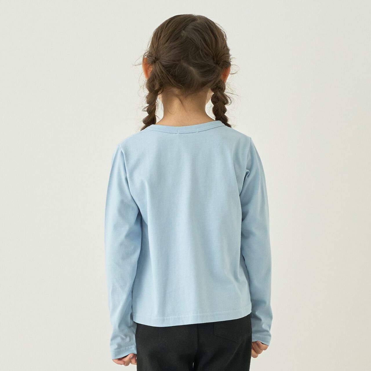[Muteki T] Cotton 100% Stain-Resistant UV Quick-Dry Puffed Print Ribbon T-Shirt for Girls Kids,Blue gray, large image number 4