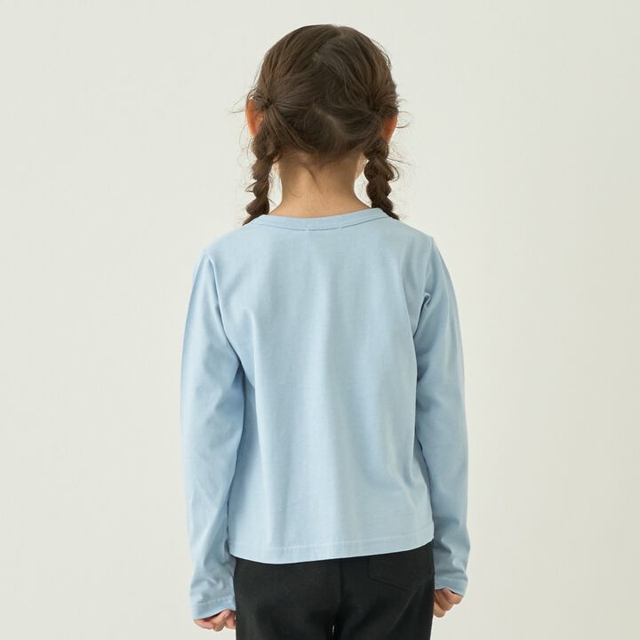 [Muteki T] Cotton 100% Stain-Resistant UV Quick-Dry Puffed Print Ribbon T-Shirt for Girls Kids,Blue gray, medium image number 4