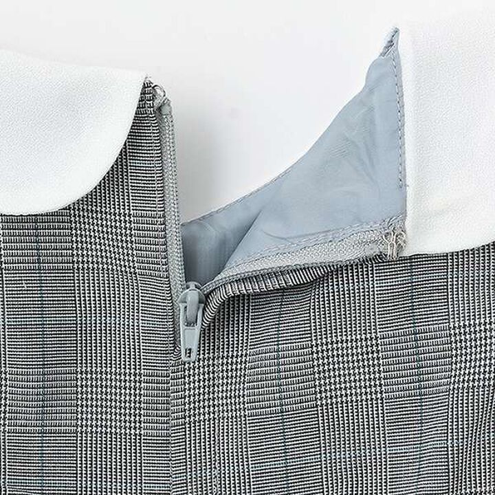 Occasion Collar Pleated One-Piece Dress,Light gray, medium image number 3