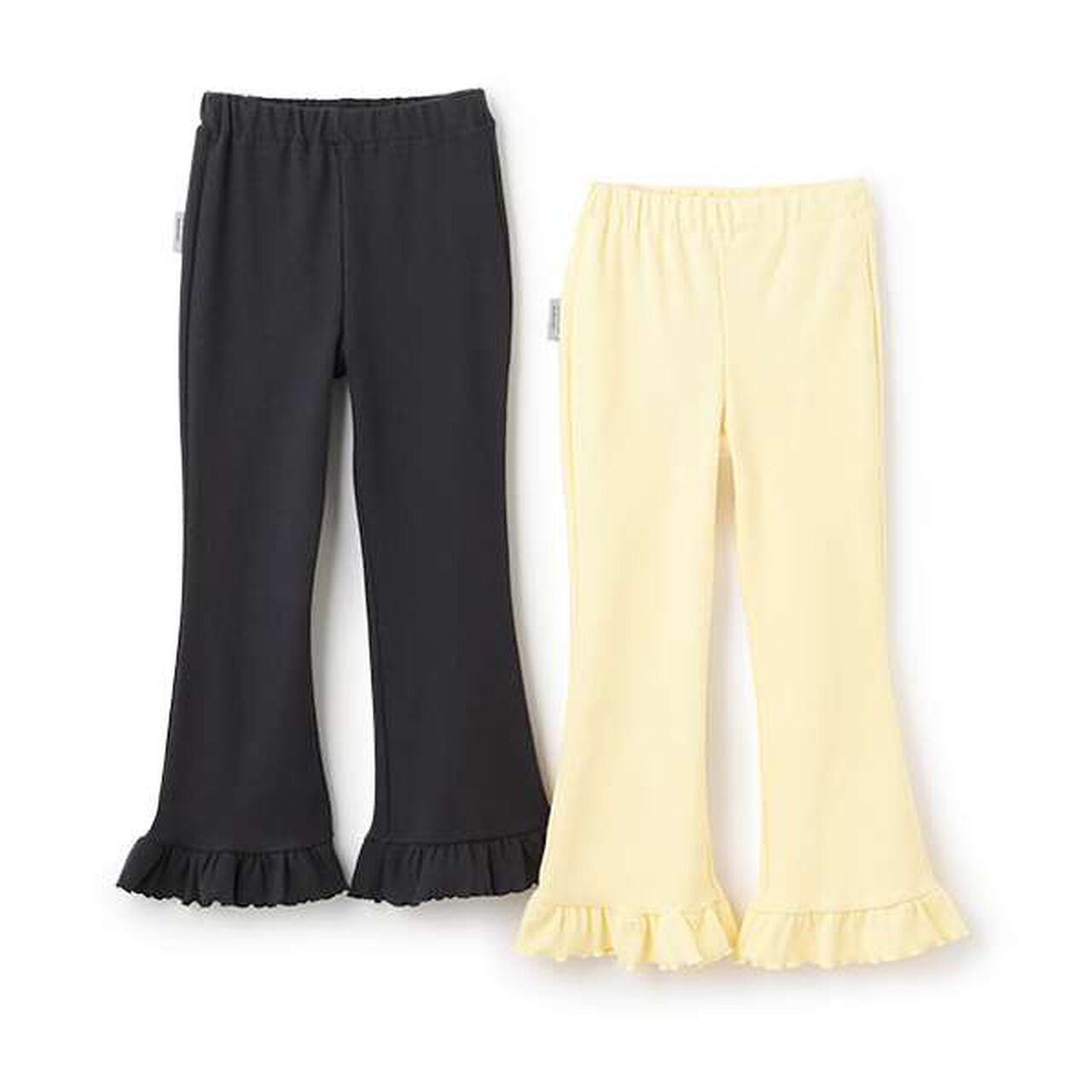 Anti-Stain Hem Frill Ribbed Pants,Charcoal gray, large image number 7