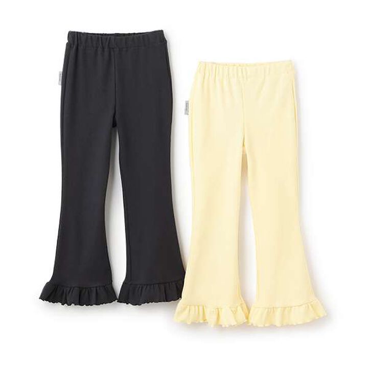 Anti-Stain Hem Frill Ribbed Pants,Charcoal gray, medium image number 7