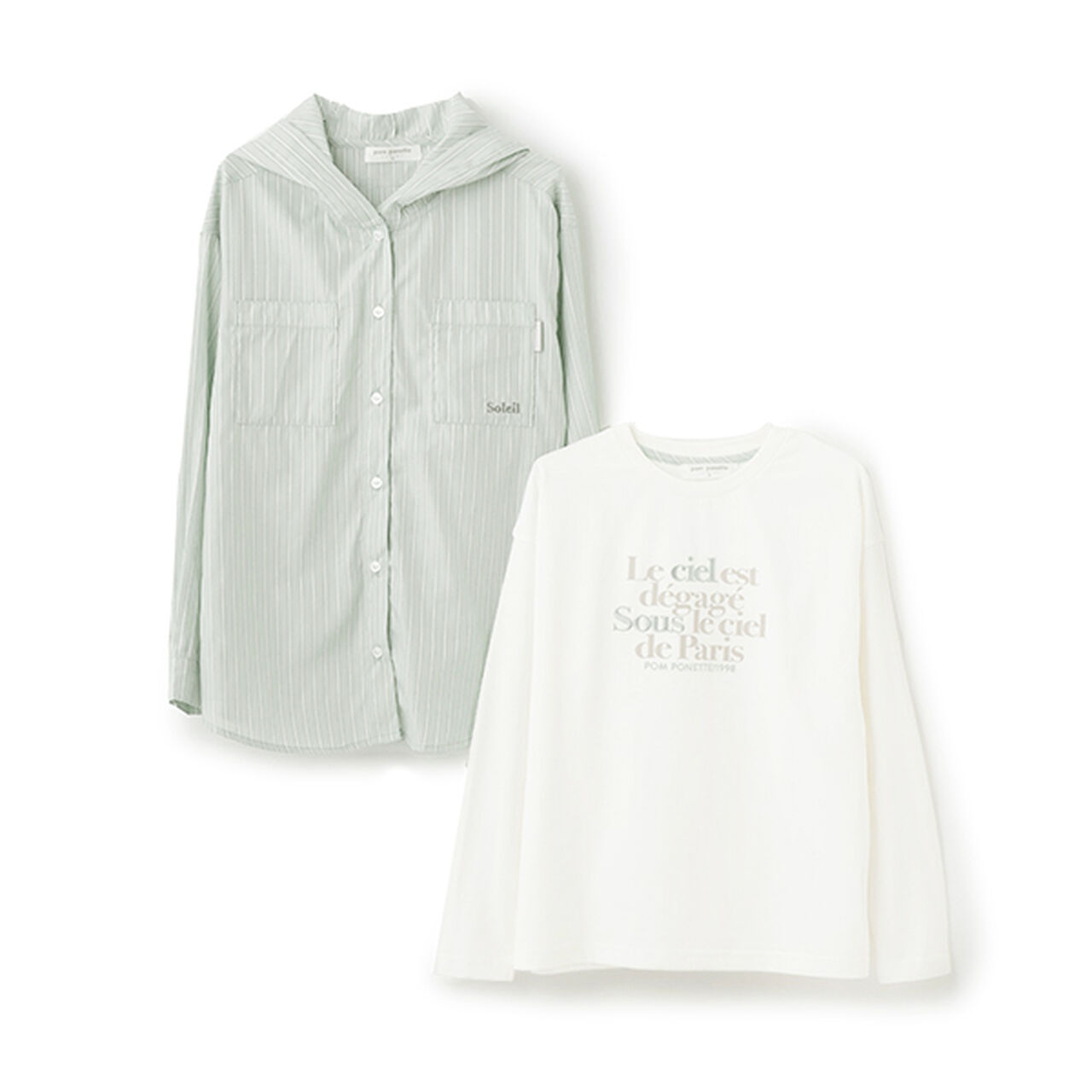 Long Sleeve Shirt Parka + Long Sleeve T-Shirt Set,Blue gray, large image number 12