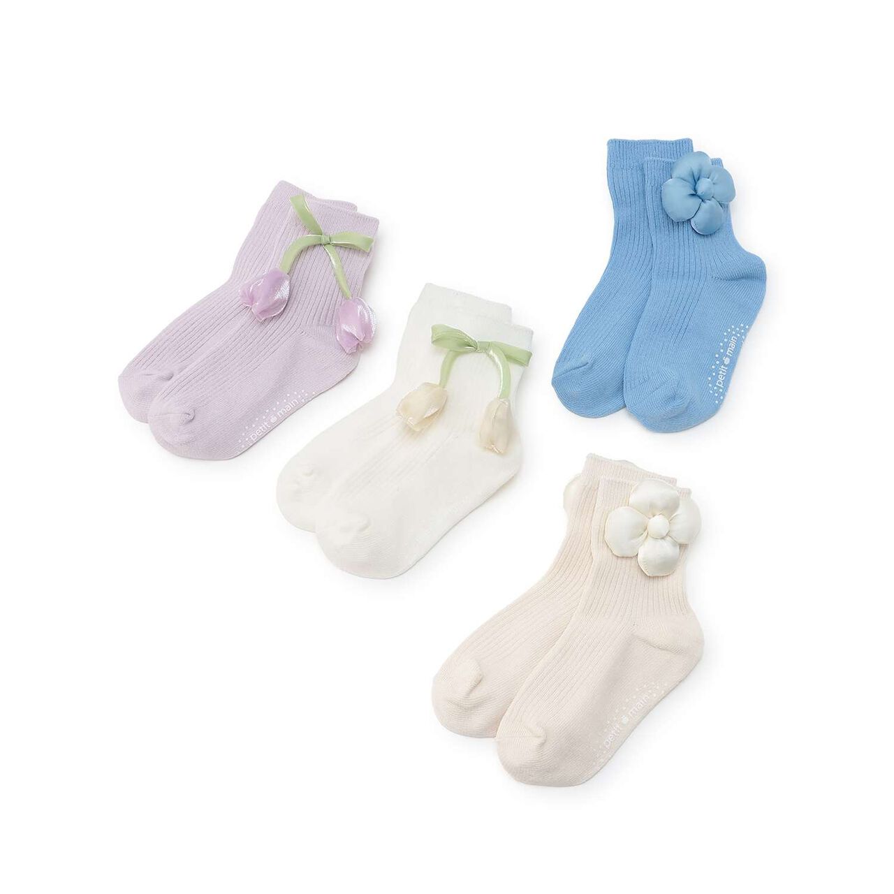 Flower Motif Crew Socks,Lavender, large image number 4