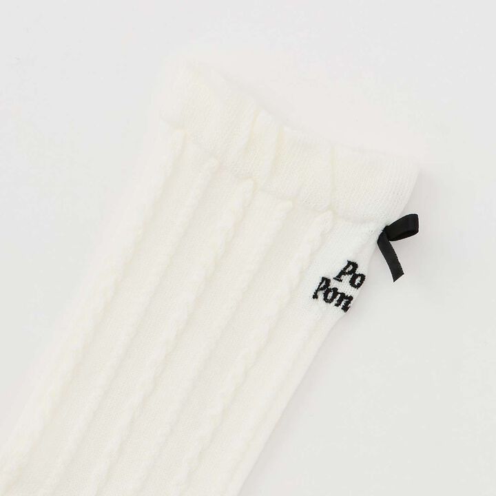 [Antibacterial Deodorizing] Back Ribbon Pattern Crew Socks,Off white, medium image number 1