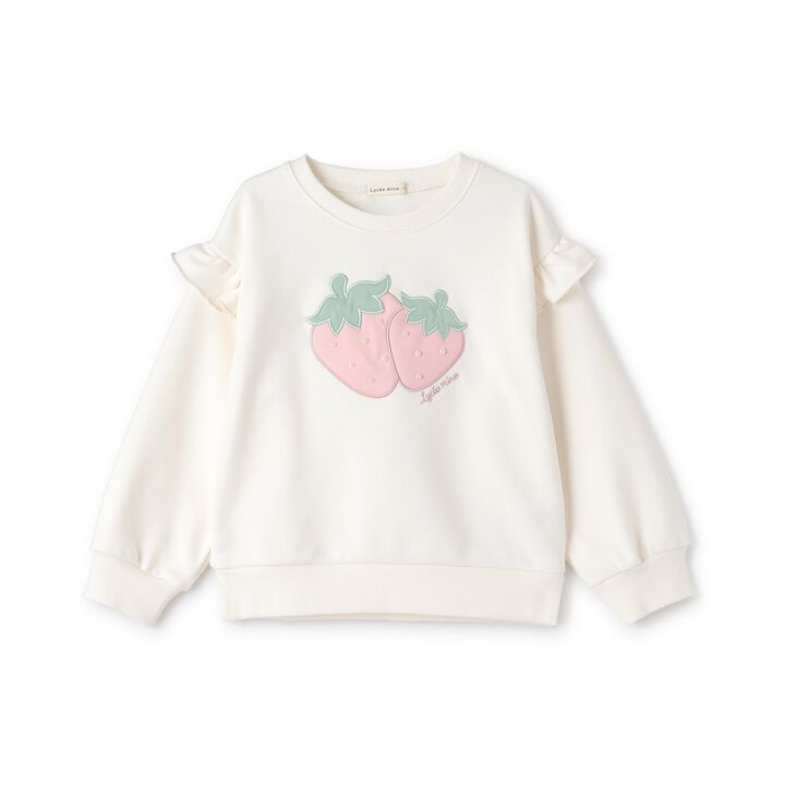 Quick-Dry Fleece Strawberry Appliqu&eacute; Sweatshirt,Black, medium image number 4