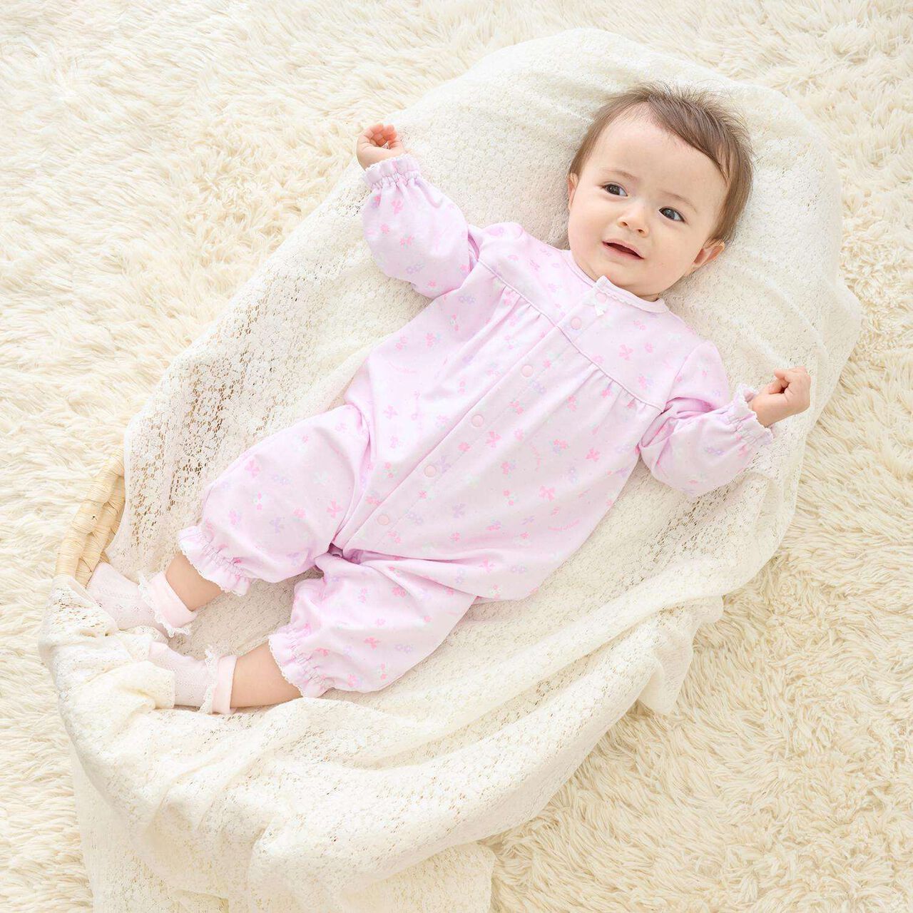 [Box Included] Flower Ribbon Pattern 2 WAY All-in-One & Bib Set,Light pink, large image number 18