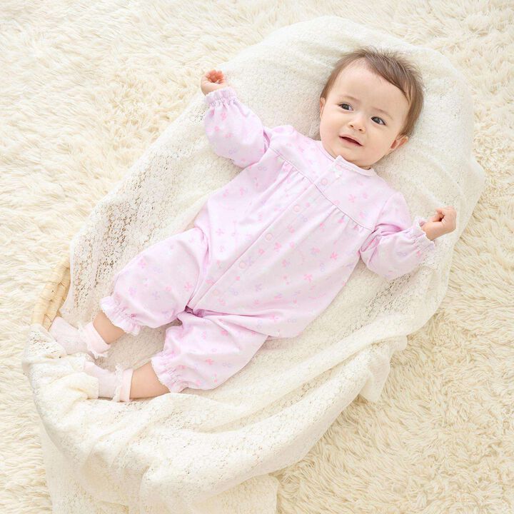 [Box Included] Flower Ribbon Pattern 2 WAY All-in-One & Bib Set,Light pink, medium image number 18