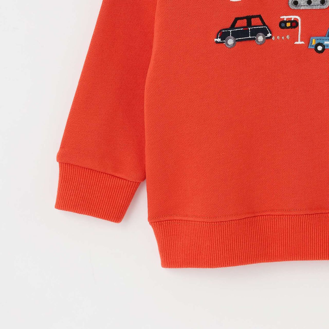 [Restock] Vehicle Appliqué Sweatshirt,Brick, large image number 4