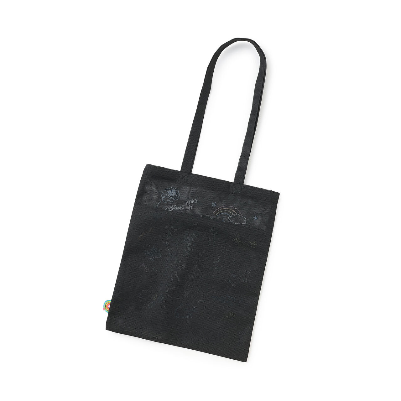 Mr. Nakamura Embroidered Mesh Tote Bag,Black, large image number 6