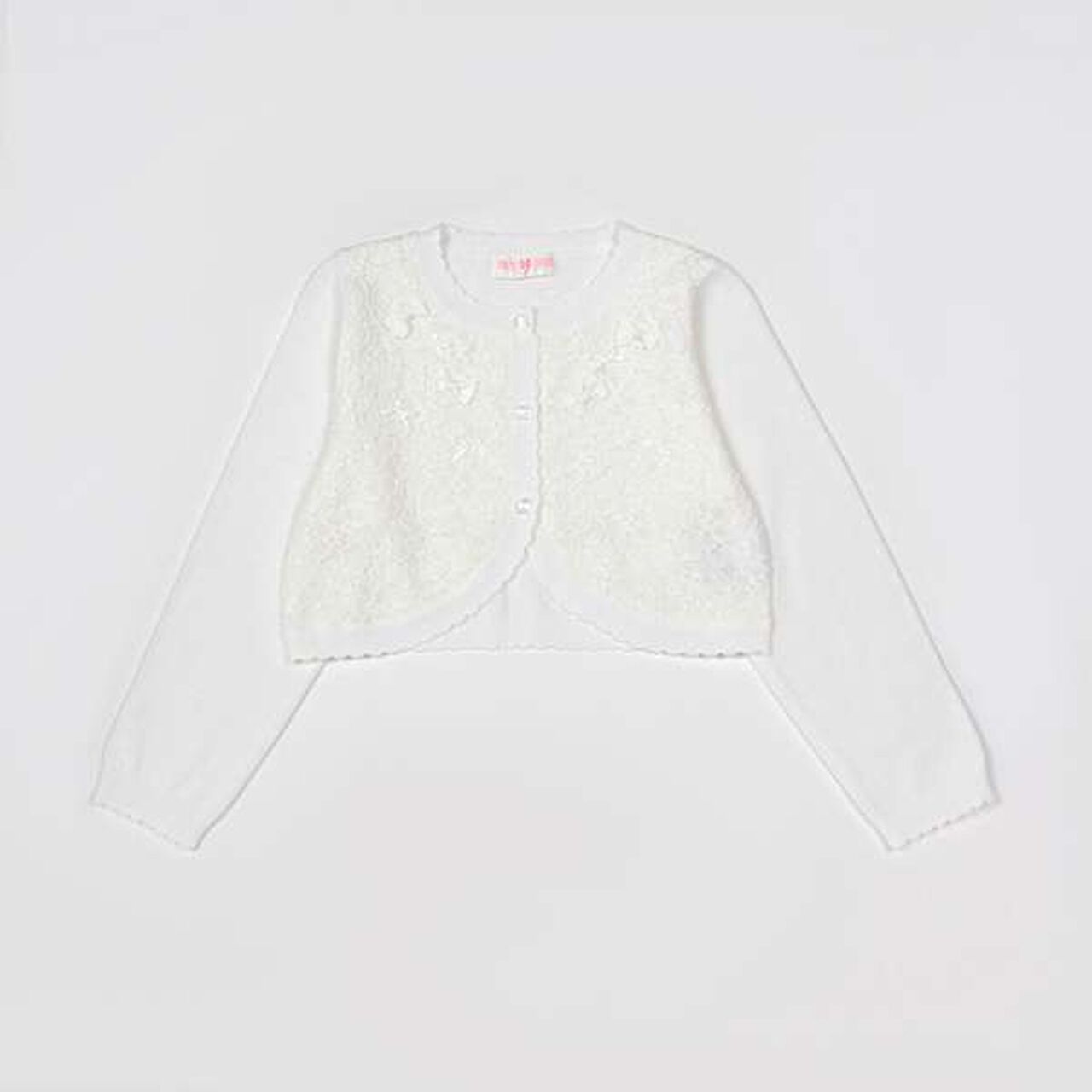 Lace Knit Bolero,Off white, large image number 7