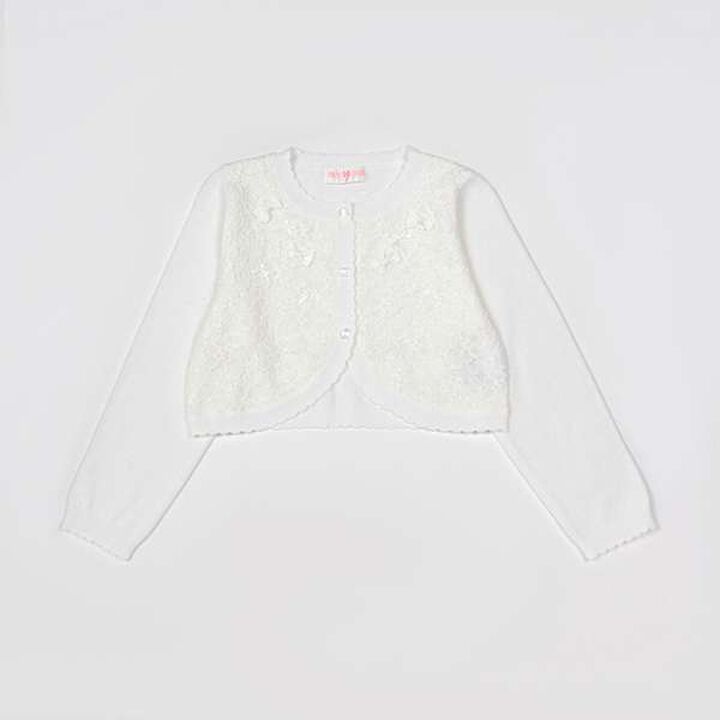 Lace Knit Bolero,Off white, medium image number 7