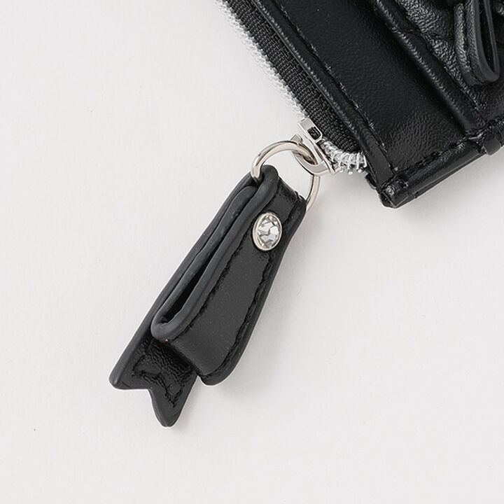 Ribbon &times; Sparkling Rhinestone Card Holder,Black, medium image number 5