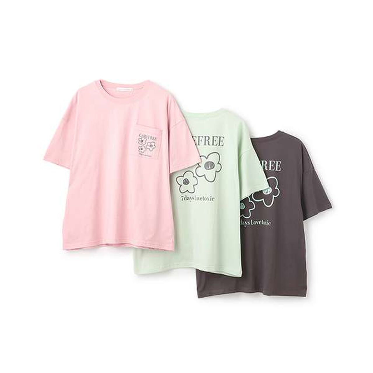 [7days] Flower Pocket Big T-Shirt,Charcoal gray, large image number 4