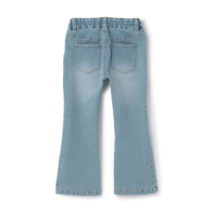 Beautiful Silhouette Stretch Heart Pocket Flare Denim Pants,Blue, medium image number 3