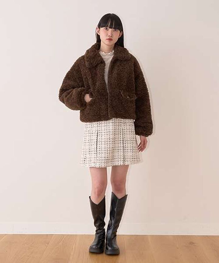 Tweed Jumper Skirt,Off white, medium image number 14