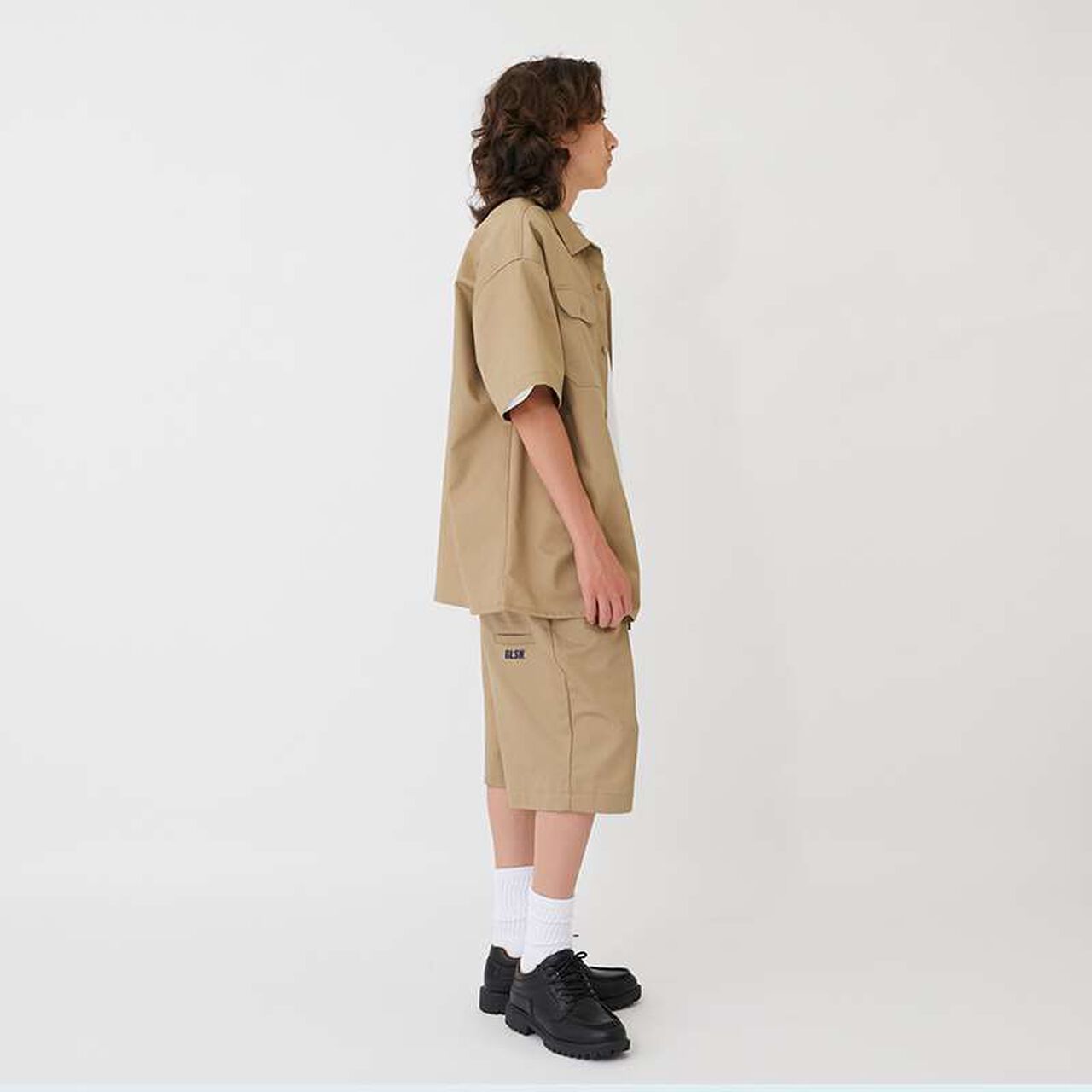 [FORGETNEVER] Set Up Compatible T/C Twill Work Half Pants,Navy, large image number 15