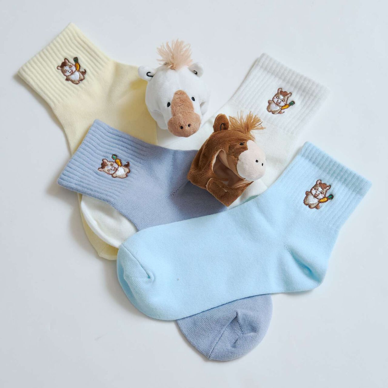 Horse Embroidery Ankle-Length Socks,Emerald green, large image number 1