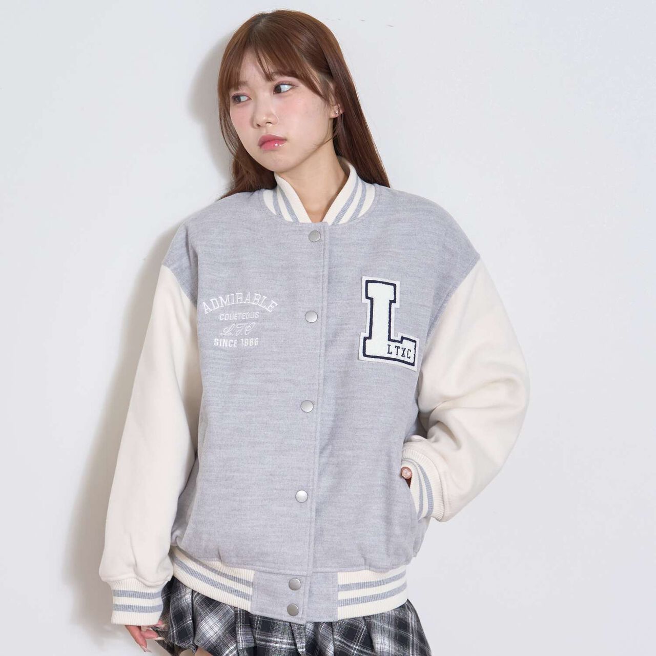 Reversible Quilted Varsity Jacket,Top gray, large image number 0