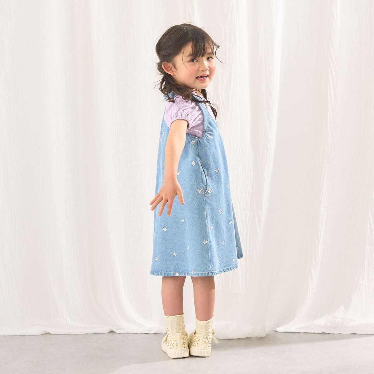 [Tomodeni] Assorted Embroidered All-Over Pattern Flare One-Piece Dress,Blue, large image number 18