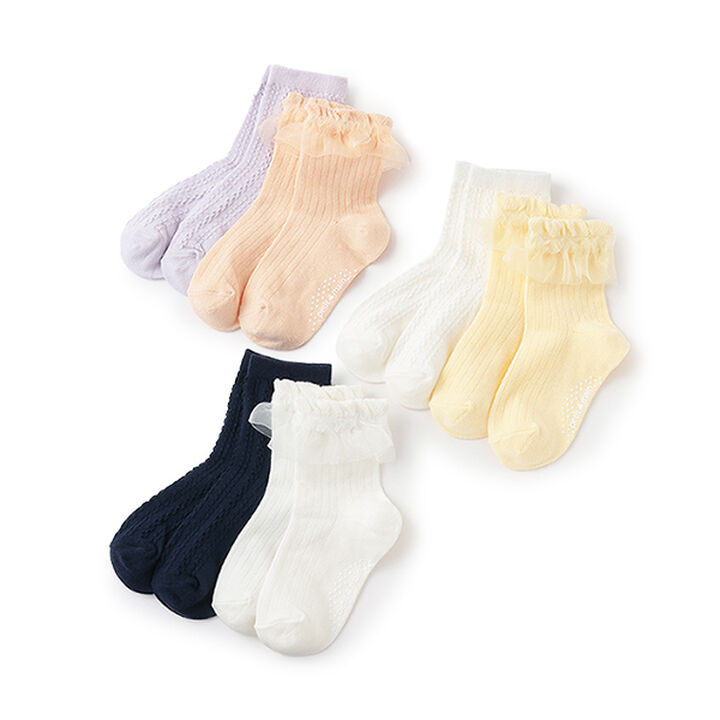 Frill Float Crew Socks 2P,Yellow, medium image number 6