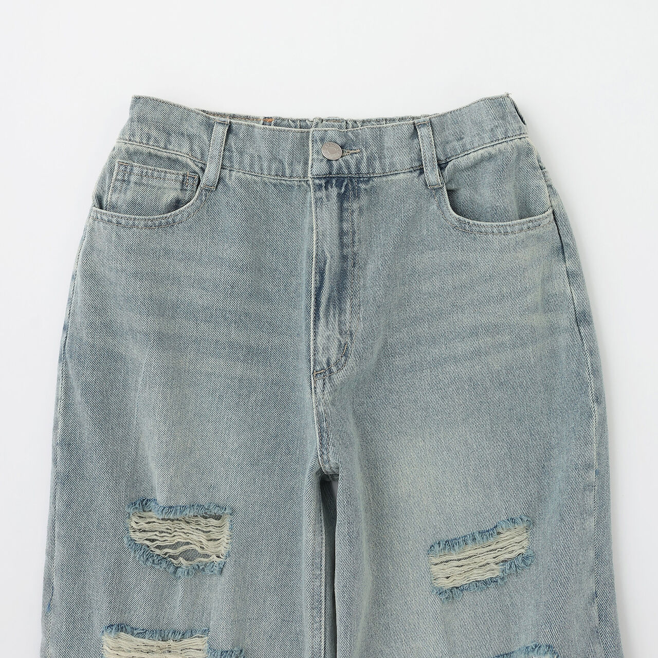 [LTXC] Lace Distressed Denim Wide Pants,Blue, large image number 11