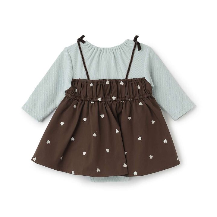 [Link] Heart Embroidered Dress Romper,Black, medium image number 4