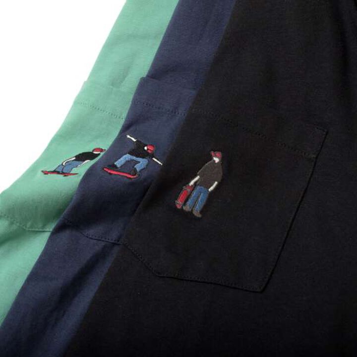 Embroidered Pocket Bob Layered Hem Long-Sleeve T-Shirt,Black, medium image number 5