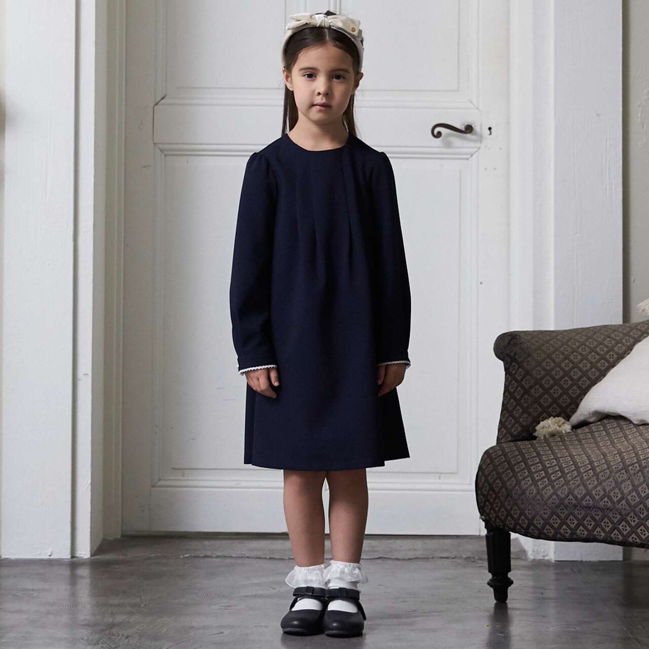 Semi-Formal Lace Collar One-Piece Dress,Beige, large image number 8