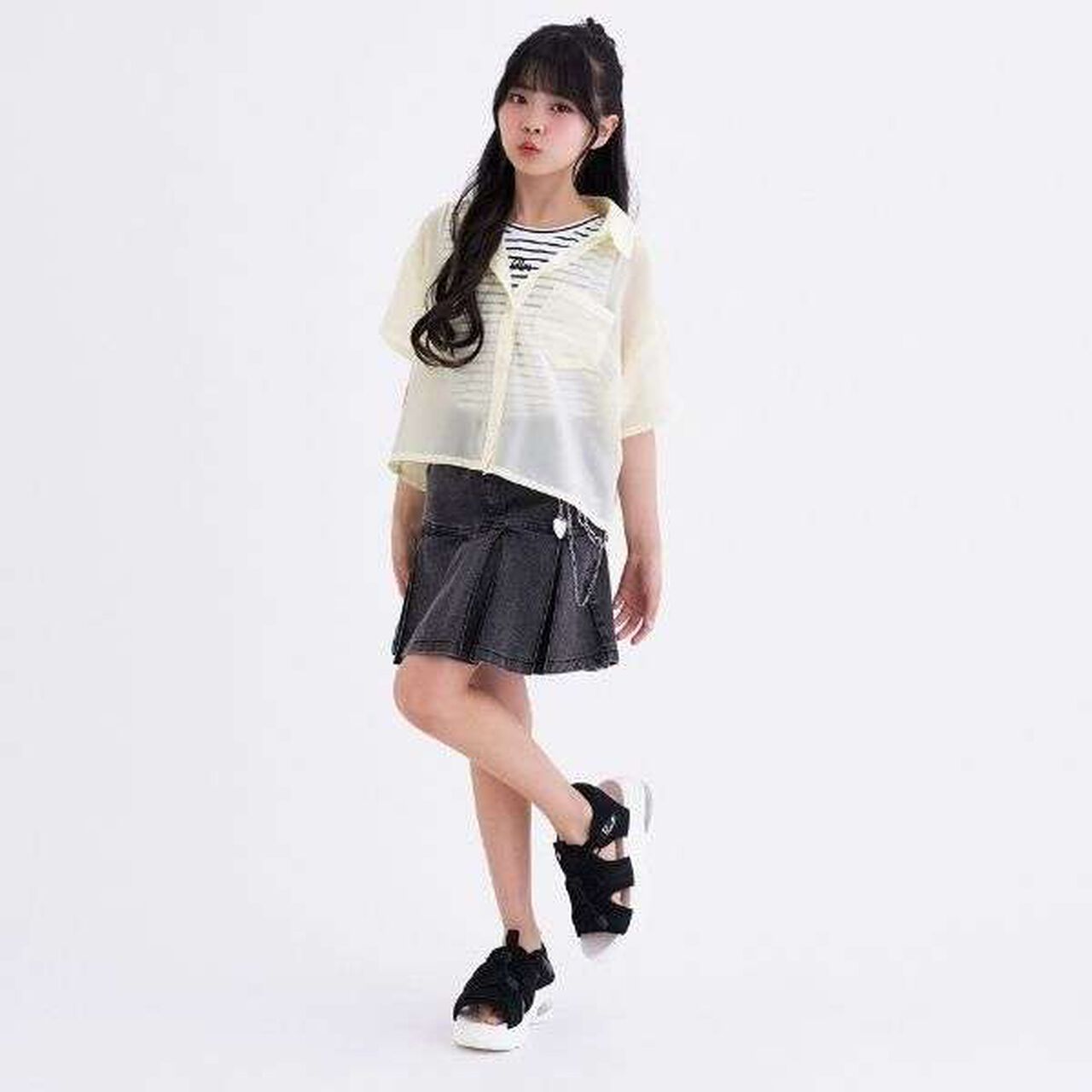 [3WAY] Short-Sleeve Sheer Shirt & Cool Sensation Tank Set,Lavender, large image number 2