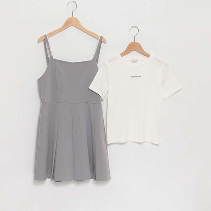 Inner Lining Included Pearl Code Jumpskirt,Gray, medium image number 12