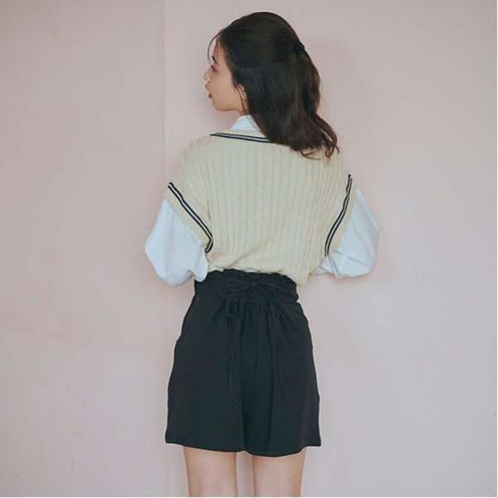 Back Lace-Up Shorts,Gray, medium image number 5