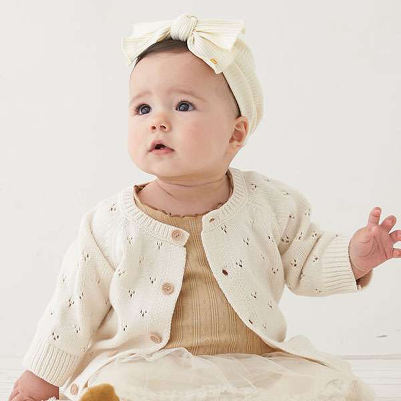 Needle Punch Cardigan,Ivory, large image number 0