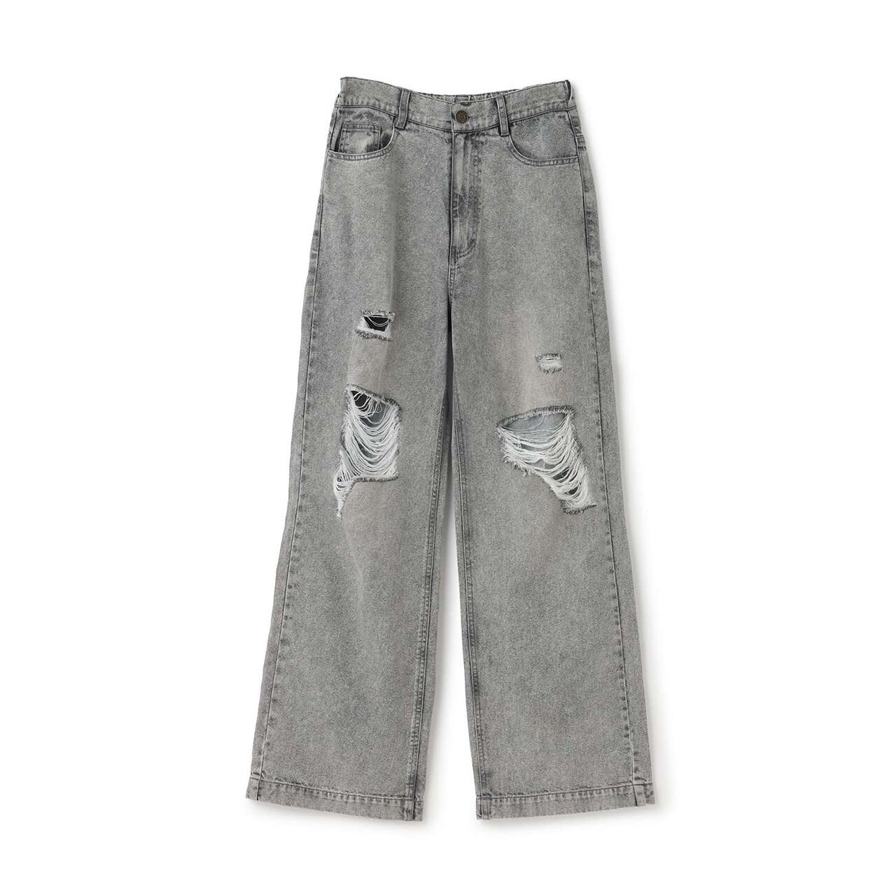 [LTXC/Cool Touch] Distressed Denim Wide Pants,Gray, large image number 21