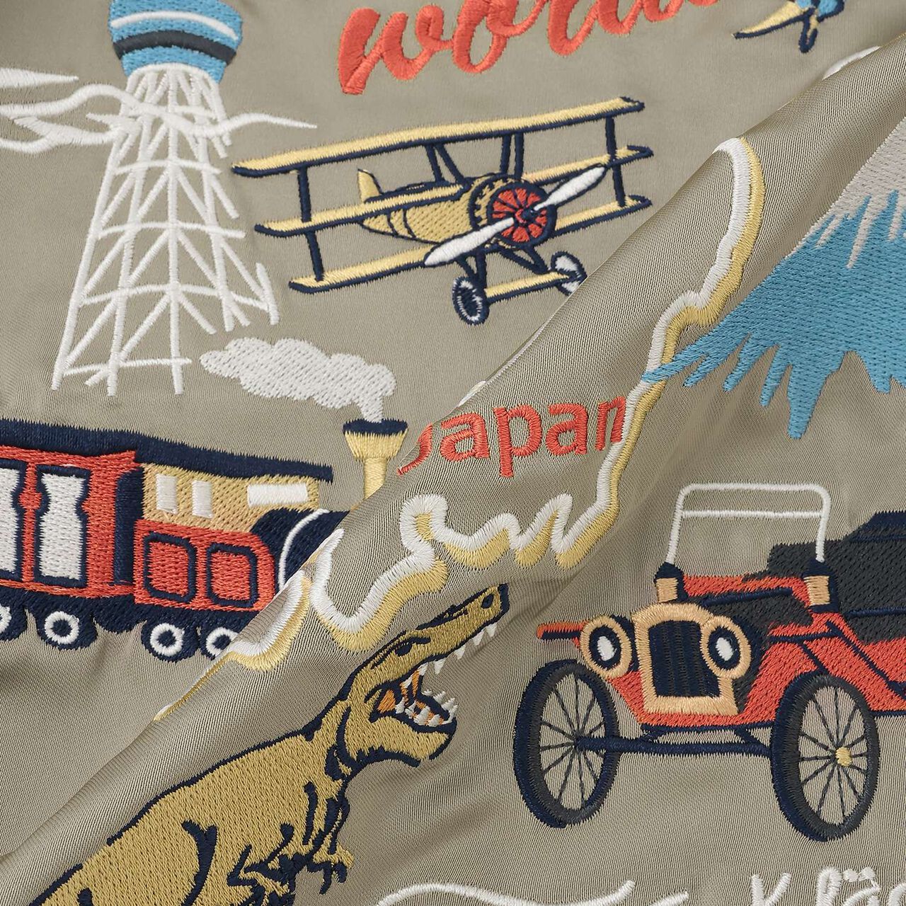 Dinosaur Embroidered Souvenir Jacket (Sukajan),Khaki, large image number 20