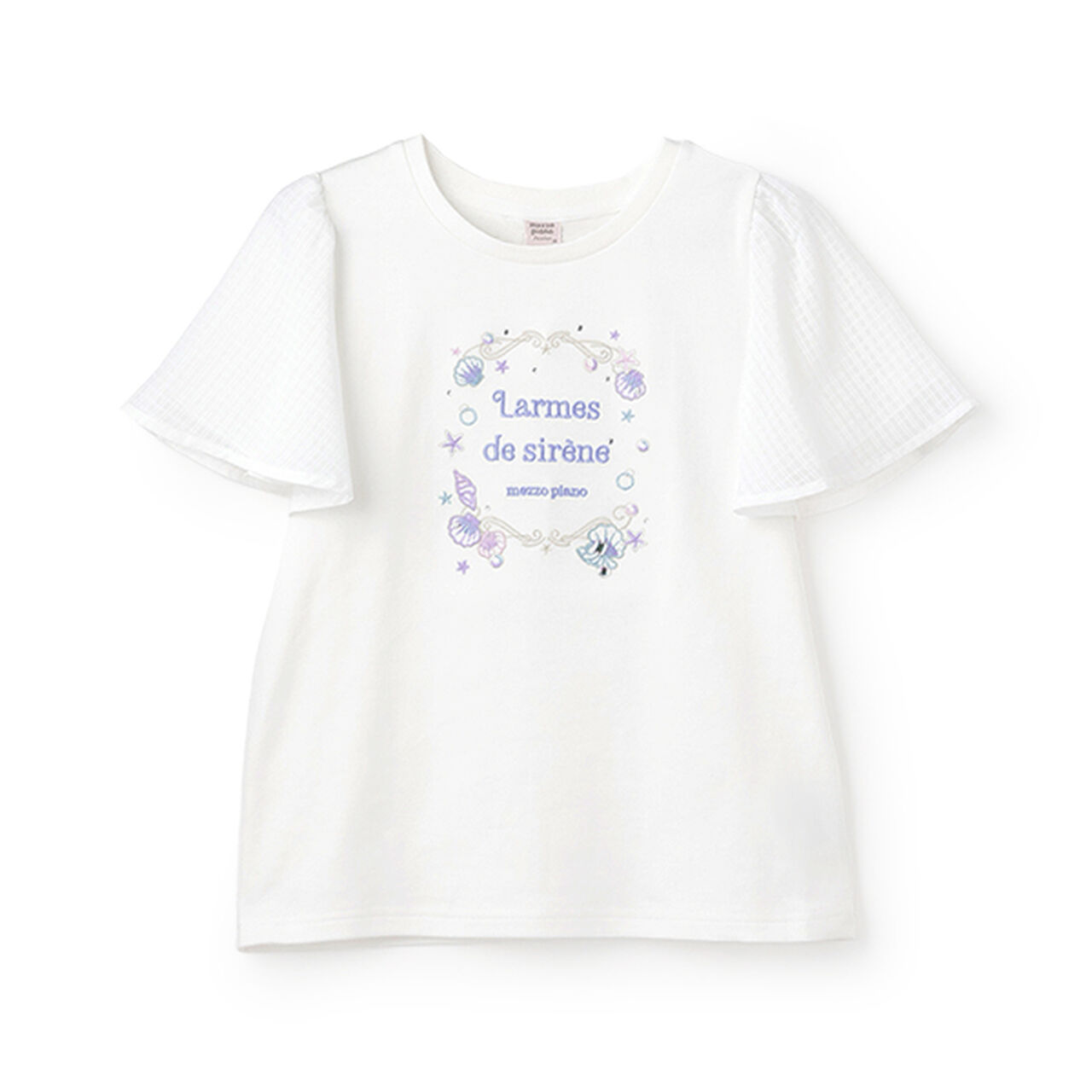 Shell Embroidery Flare Sleeve T-Shirt,Off white, large image number 0