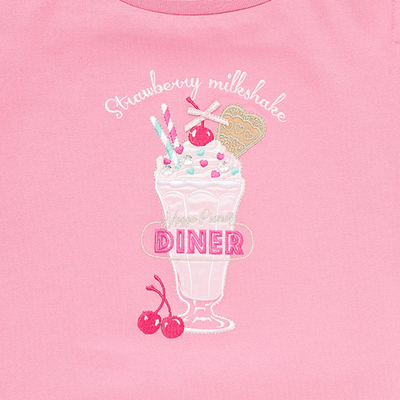 Diner Menu Shoulder Opening 2 WAY T-Shirt,Pink, large image number 6