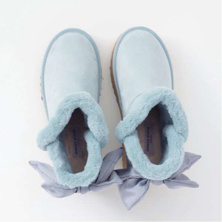 Pearl × Ribbon Mouton-style Boots,Beige, medium image number 9